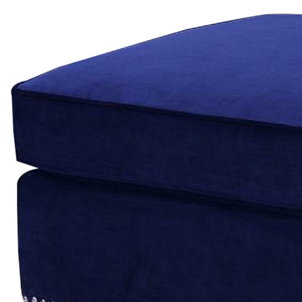 46 Inches Nailhead Trim Velvet Upholstered Ottoman, Blue