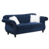 77 Inches Nailhead Trim Velvet Loveseat with Crystal Tufting, Blue