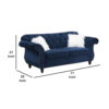 77 Inches Nailhead Trim Velvet Loveseat with Crystal Tufting, Blue