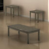 3 Piece Transitional Coffee Table and End Table with Block Legs, Gray
