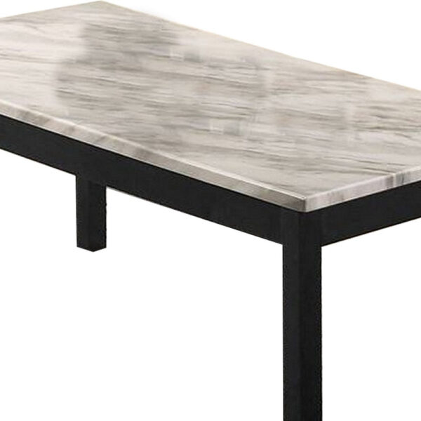 3 Piece Coffee Table and End Table with Faux Marble Top, Black and White