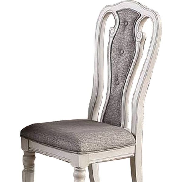 15022026699165298f613.jpeg Dining Chair with Button Tufted Backrest, Padded Seat, Set of 2, White and Gray