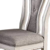 150220266991652ec130a.jpeg Dining Chair with Button Tufted Backrest, Padded Seat, Set of 2, White and Gray