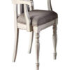 Wooden Arm Chair with Button Tufted Back, Set of 2, Cream and Gray