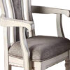 Wooden Arm Chair with Button Tufted Back, Set of 2, Cream and Gray