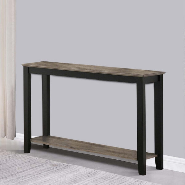 Wooden Console Table with One Open Shelf, Black and Gray