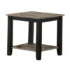 Wooden End Table with One Open Shelf, Black and Gray