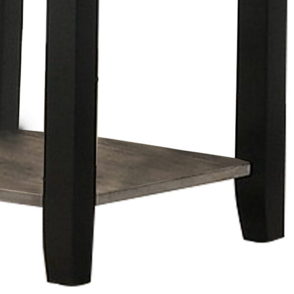 Wooden End Table with One Open Shelf, Black and Gray