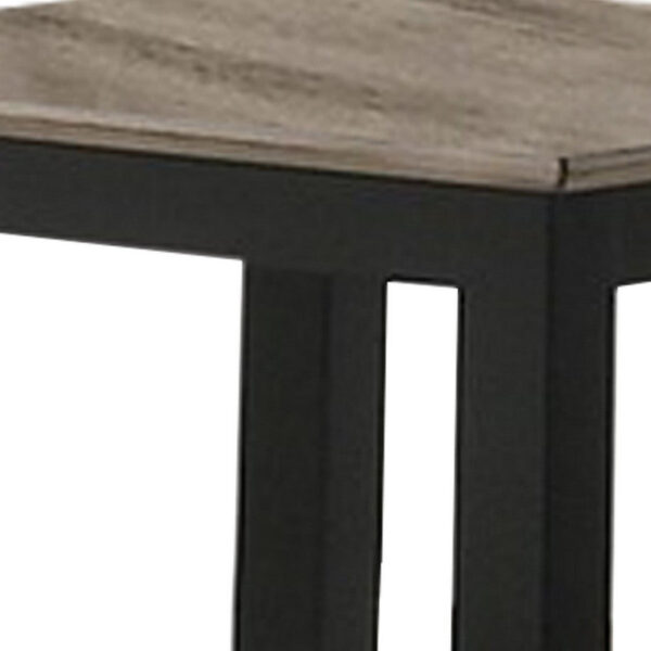 Wooden End Table with One Open Shelf, Black and Gray