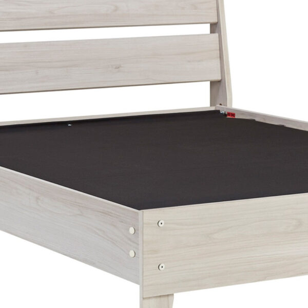 Wooden Twin Platform Bed with Grains, Off White