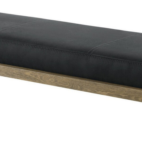 Leatherette Padded Bench with Hairpin Legs, Gray