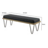 Leatherette Padded Bench with Hairpin Legs, Gray