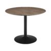 30 Inch Round Wooden Top Modern Dining Table, Black and Brown