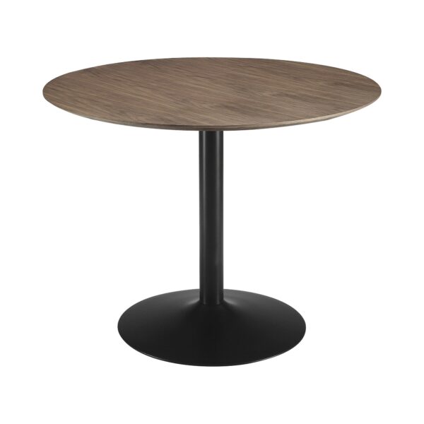 30 Inch Round Wooden Top Modern Dining Table, Black and Brown