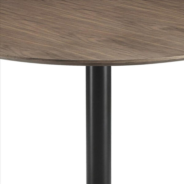 30 Inch Round Wooden Top Modern Dining Table, Black and Brown