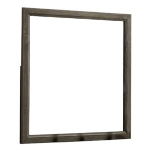 35 Inch Transitional Style Wooden Frame Mirror, Gray