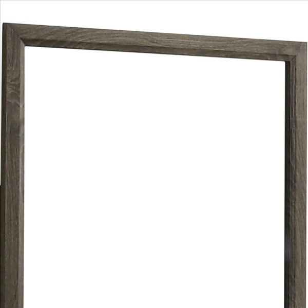 35 Inch Transitional Style Wooden Frame Mirror, Gray