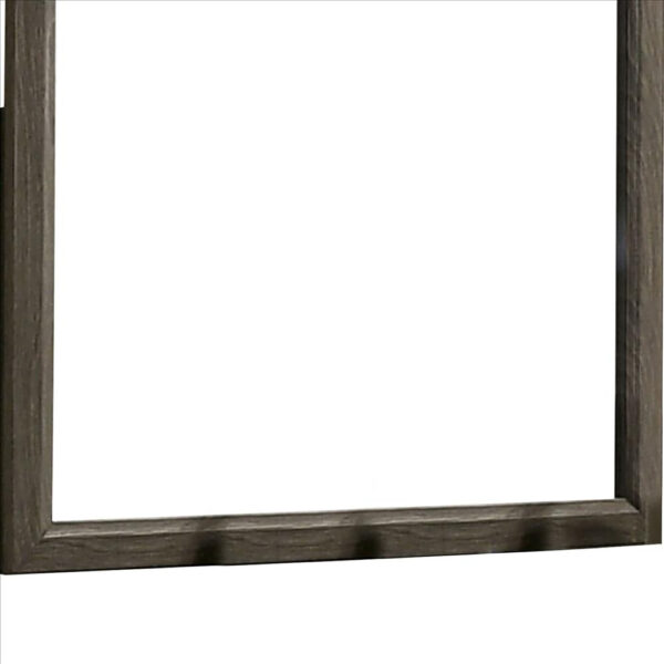 35 Inch Transitional Style Wooden Frame Mirror, Gray