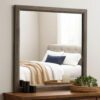 35 Inch Transitional Style Wooden Frame Mirror, Gray
