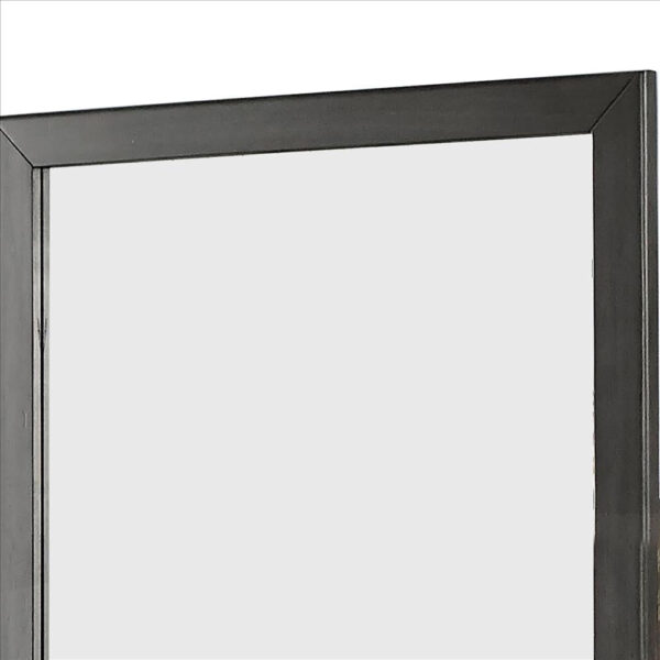32 Inch Transitional Style Wooden Frame Mirror, Gray