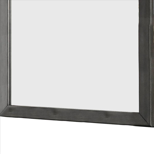 32 Inch Transitional Style Wooden Frame Mirror, Gray