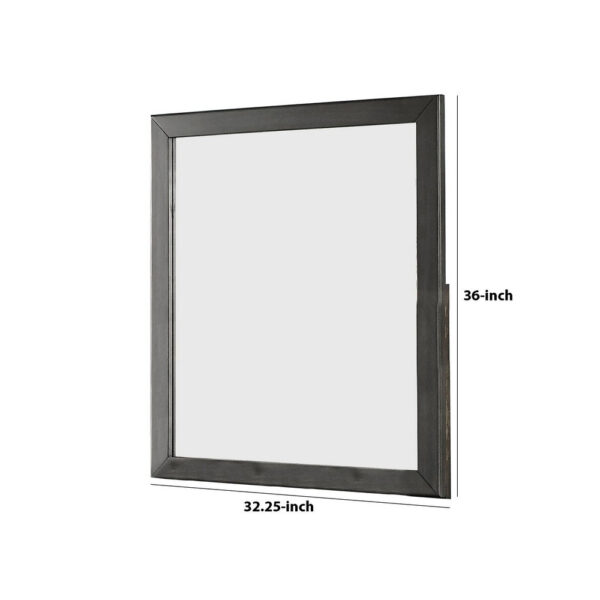 32 Inch Transitional Style Wooden Frame Mirror, Gray