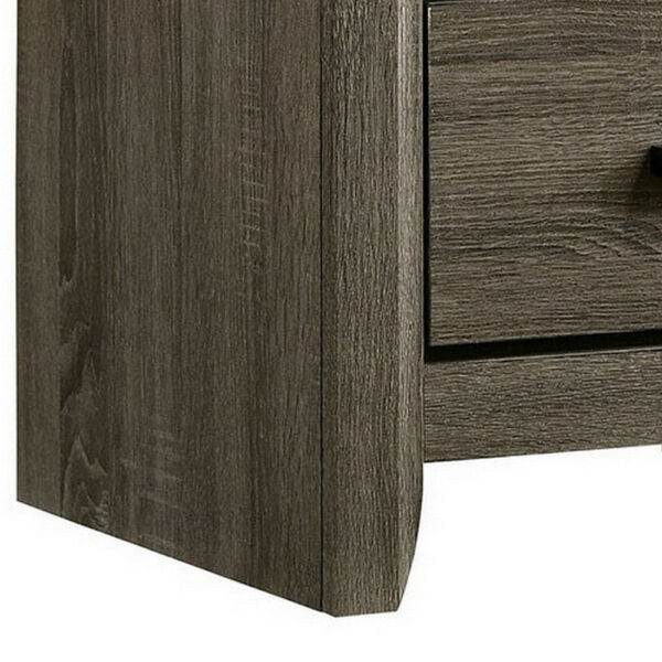 24 Inch 2 Drawer Wooden Nightstand with Finger Pulls, Brown