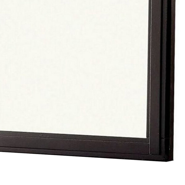38 Transitional Style Square Wooden Frame Mirror, Espresso