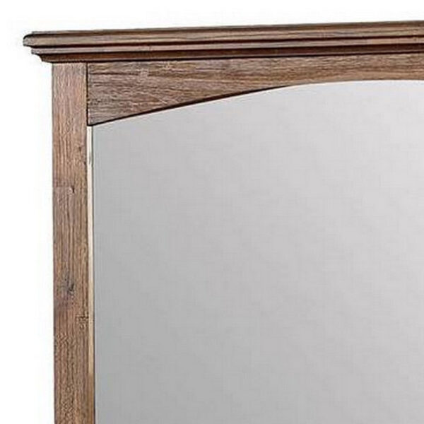37 Inch Transitional Style Wooden Frame Mirror, Dark Oak