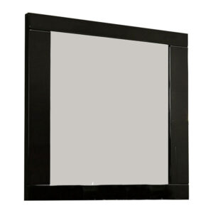 Cari 37 Inch Rectangular Mirror with Wooden Frame, Black
