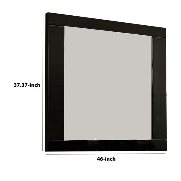 Cari 37 Inch Rectangular Mirror with Wooden Frame, Black