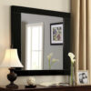 Cari 37 Inch Rectangular Mirror with Wooden Frame, Black