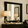 Cari 37 Inch Rectangular Mirror with Wooden Frame, Black