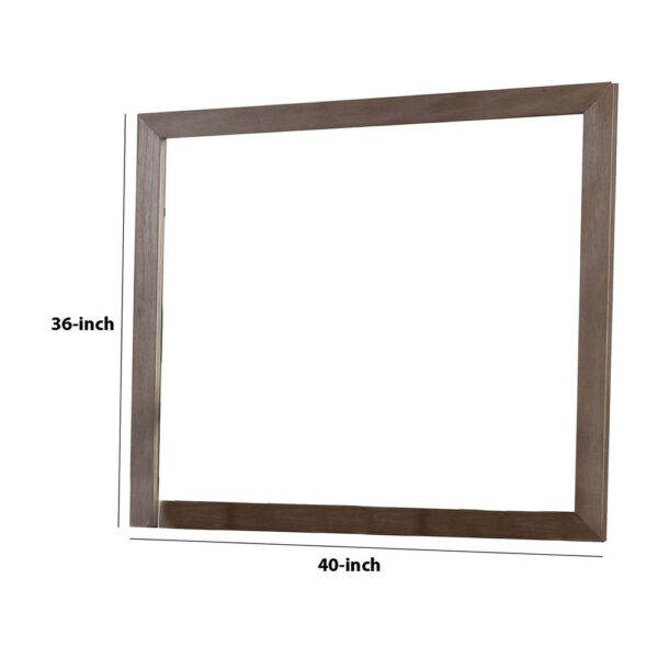 36 Inch Mirror with Rectangular Wooden Frame, Brown
