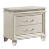 2 Drawer Nightstand with Acrylic Feet and Crystal Accents, Silver