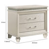 2 Drawer Nightstand with Acrylic Feet and Crystal Accents, Silver