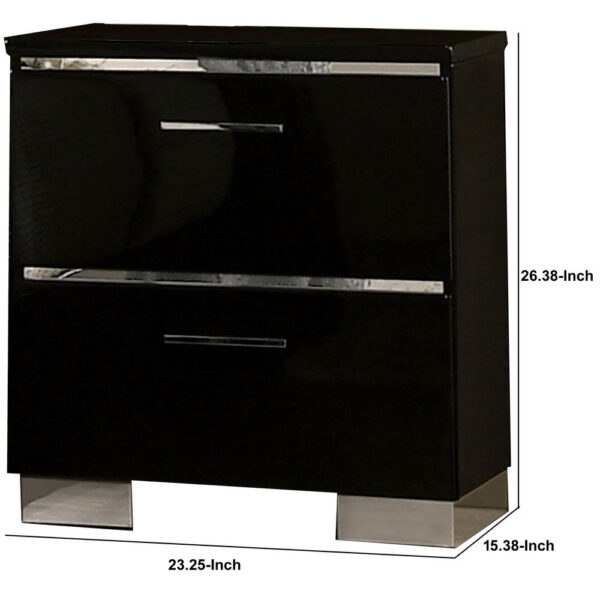150220266991678e04263.jpeg Cari Two Drawer Nightstand with USB Charger, Chrome, Black