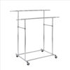 Dual Bar Tubular Metal Frame Garment Rack with Casters, Chrome