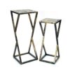 15022026699167f14bd7a.jpeg Stone Top Plant Stand with Geometric Base, Set of 2, Black and Gray