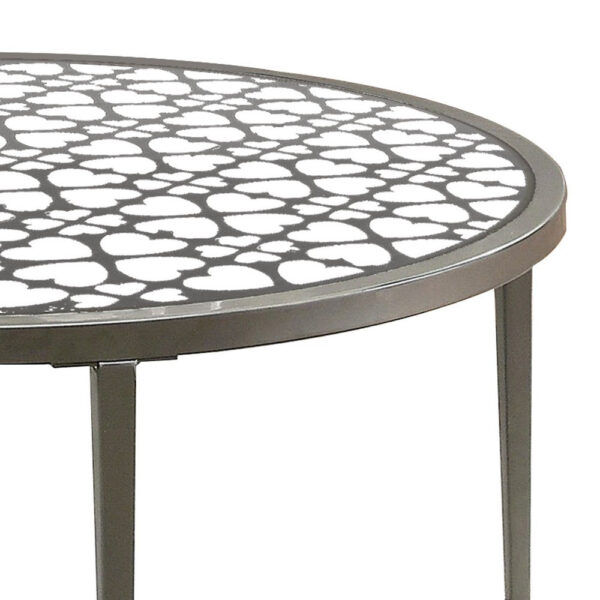 150220266991680565dc7.jpeg Round Glass Top Coffee Table with X Support Metal Base, Silver