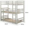 Twin Size 3 Tier Wooden Bunk Bed with Ladder, White