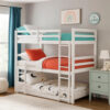 Twin Size 3 Tier Wooden Bunk Bed with Ladder, White