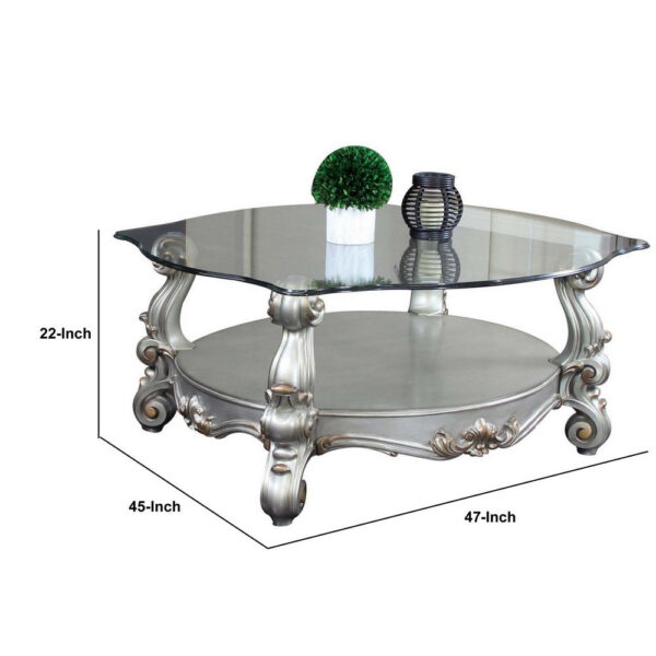 150220266991685c28050.jpeg Curved Glass Top Coffee Table with Open Shelf, Silver