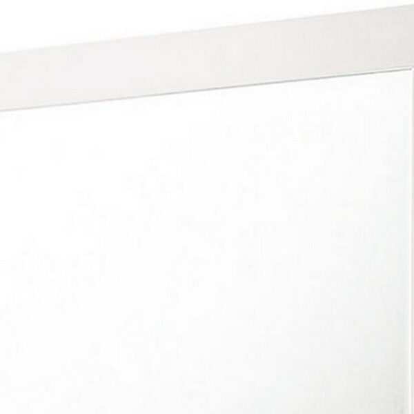 Contemporary Square Wooden Mirror with Mounting Hardware, White