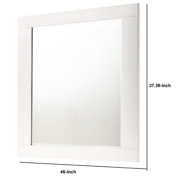 Contemporary Square Wooden Mirror with Mounting Hardware, White