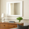 Contemporary Square Wooden Mirror with Mounting Hardware, White