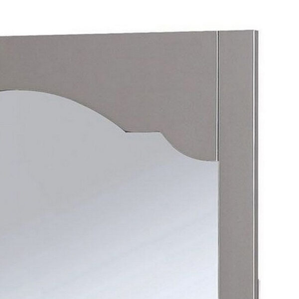 Wooden Encasing Mirror with Arched Design Top, Gray