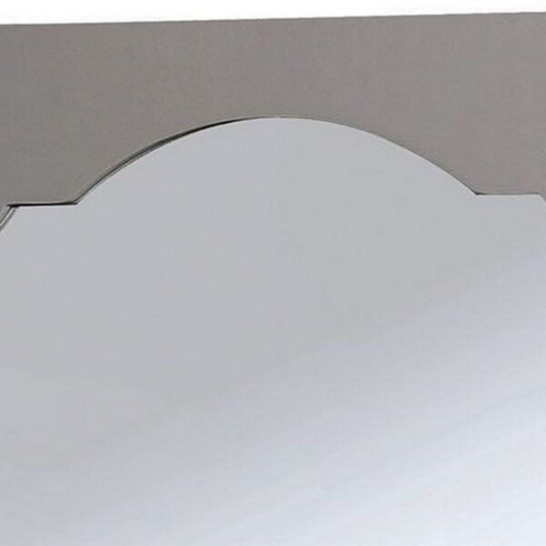 Wooden Encasing Mirror with Arched Design Top, Gray