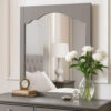 Wooden Encasing Mirror with Arched Design Top, Gray