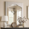 Wooden Encasing Mirror with Arched Design Top, Gray